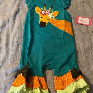 Ricrac and Ruffle Romper size 12 M NWT